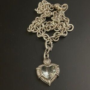 Authenticated Judith Ripka Prasiolite Green Amethyst Heart Oval Link Necklace